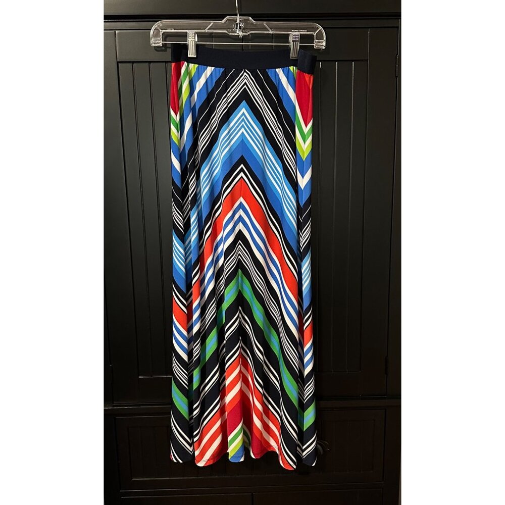 Ruby Rd. Petite Chevron Stripe Skirt PS Multicolor A-Line Midi Retro Y2K Vibrant